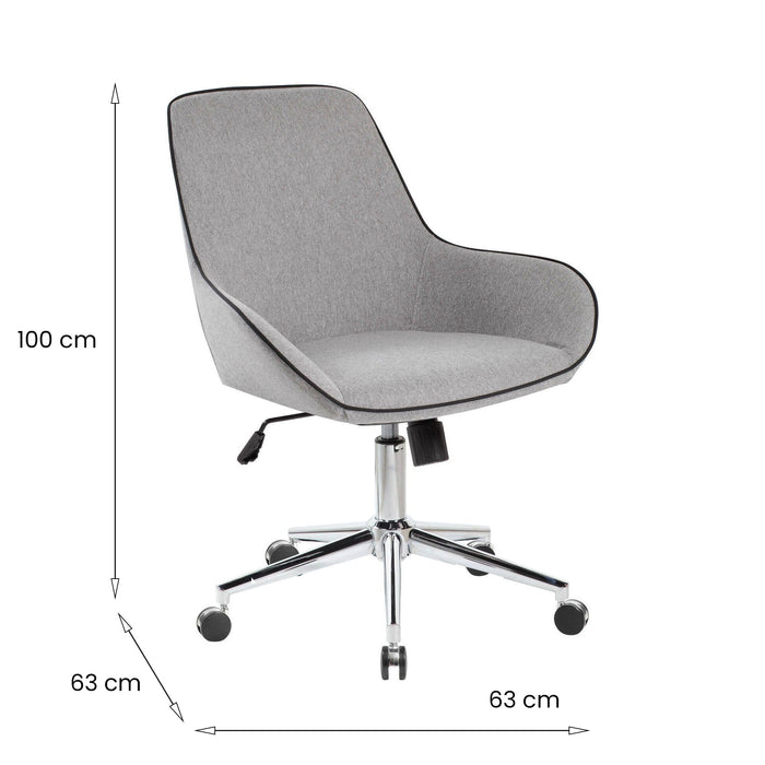 Sedia da ufficio Luminosa, Poltrona operativa con ruote, Seduta ergonomica da ufficio, 66x59h98 cm, Grigio