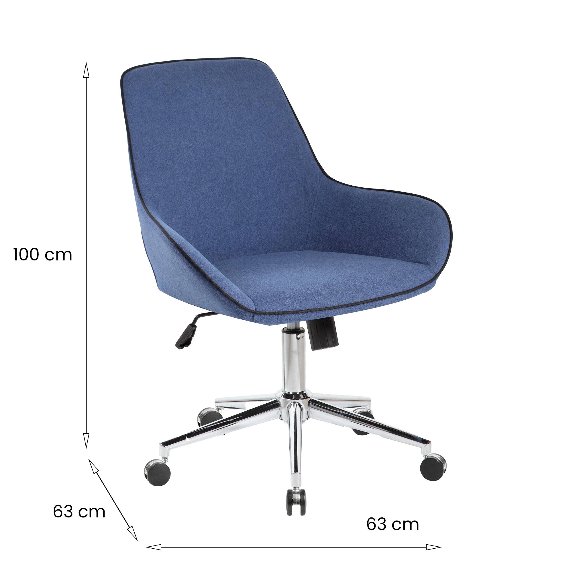 Sedia da ufficio Luminosa, Poltrona operativa con ruote, Seduta ergonomica da ufficio, 66x59h98 cm, Blu