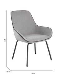 Sedia da ufficio Arpaia, Sedute sala da attesa per ufficio, Seduta ergonomica da attesa, 66x59h90 cm, Grigio