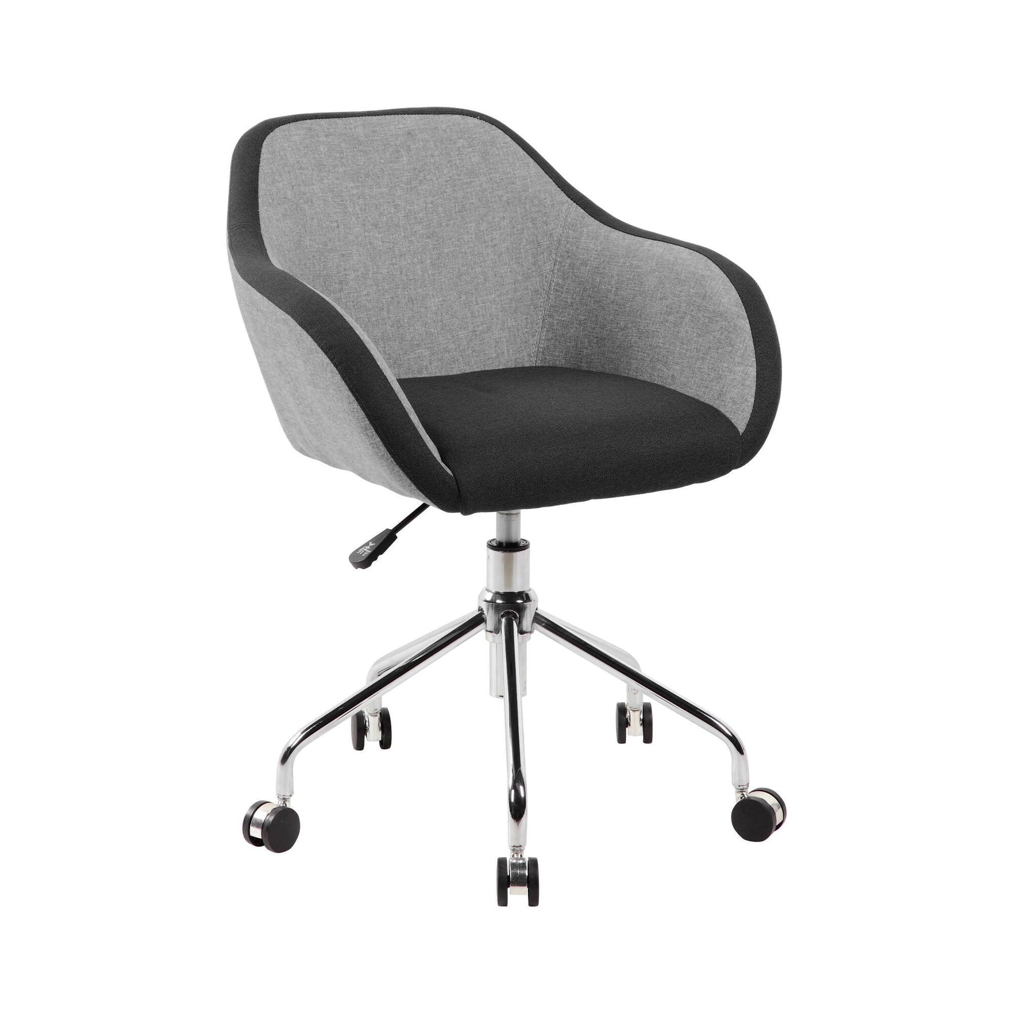 Sedia da ufficio Bardello, Poltrona operativa da ufficio, Seduta ergonomica da ufficio, 56x58h77/84 cm, Grigio e Nero