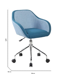 Sedia da ufficio Bardello, Poltrona operativa da ufficio, Seduta ergonomica da ufficio, 56x58h77/84 cm, Blu