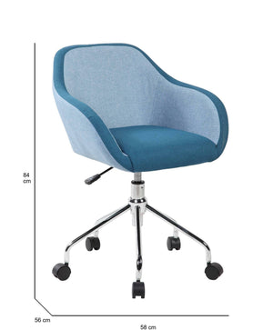 Sedia da ufficio Bardello, Poltrona operativa da ufficio, Seduta ergonomica da ufficio, 56x58h77/84 cm, Blu