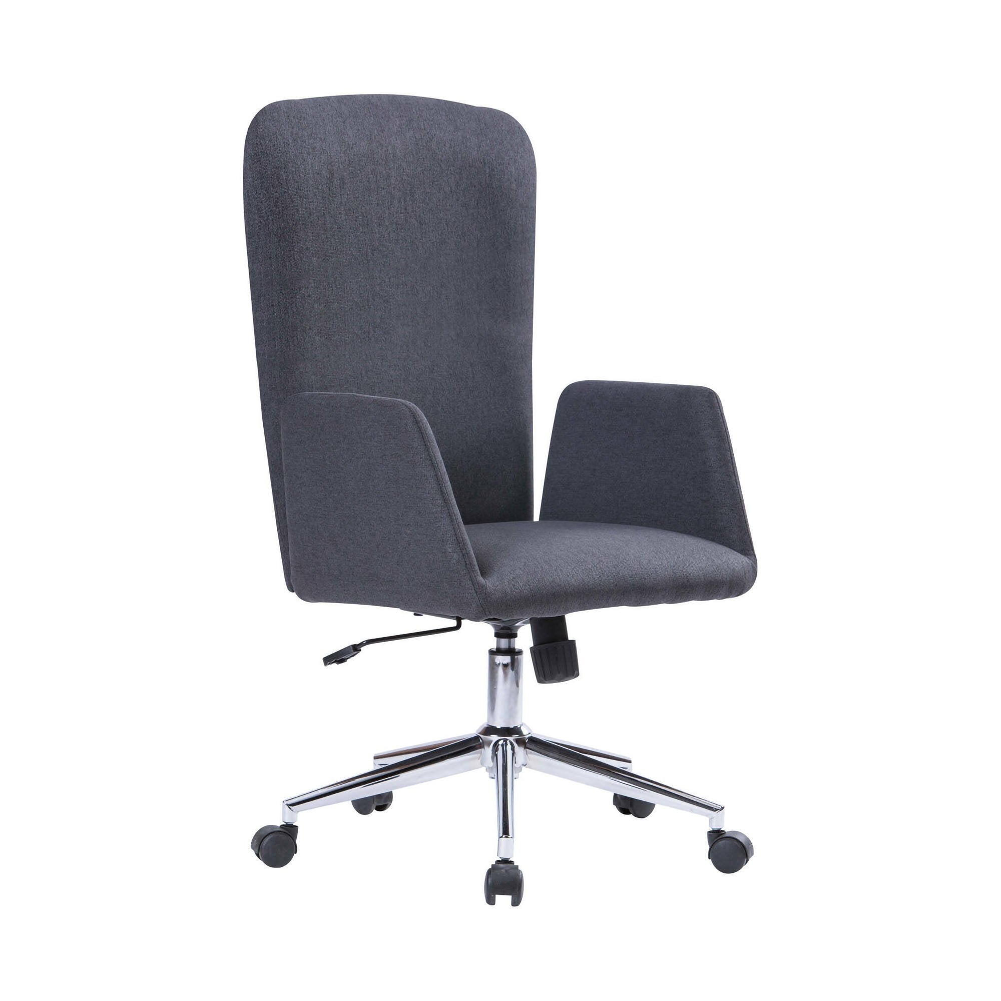 Sedia da ufficio Petrarca, Poltrona presidenziale con braccioli, Sedia ergonomica direzionale da ufficio, 55x56h98/105 cm, Grigio