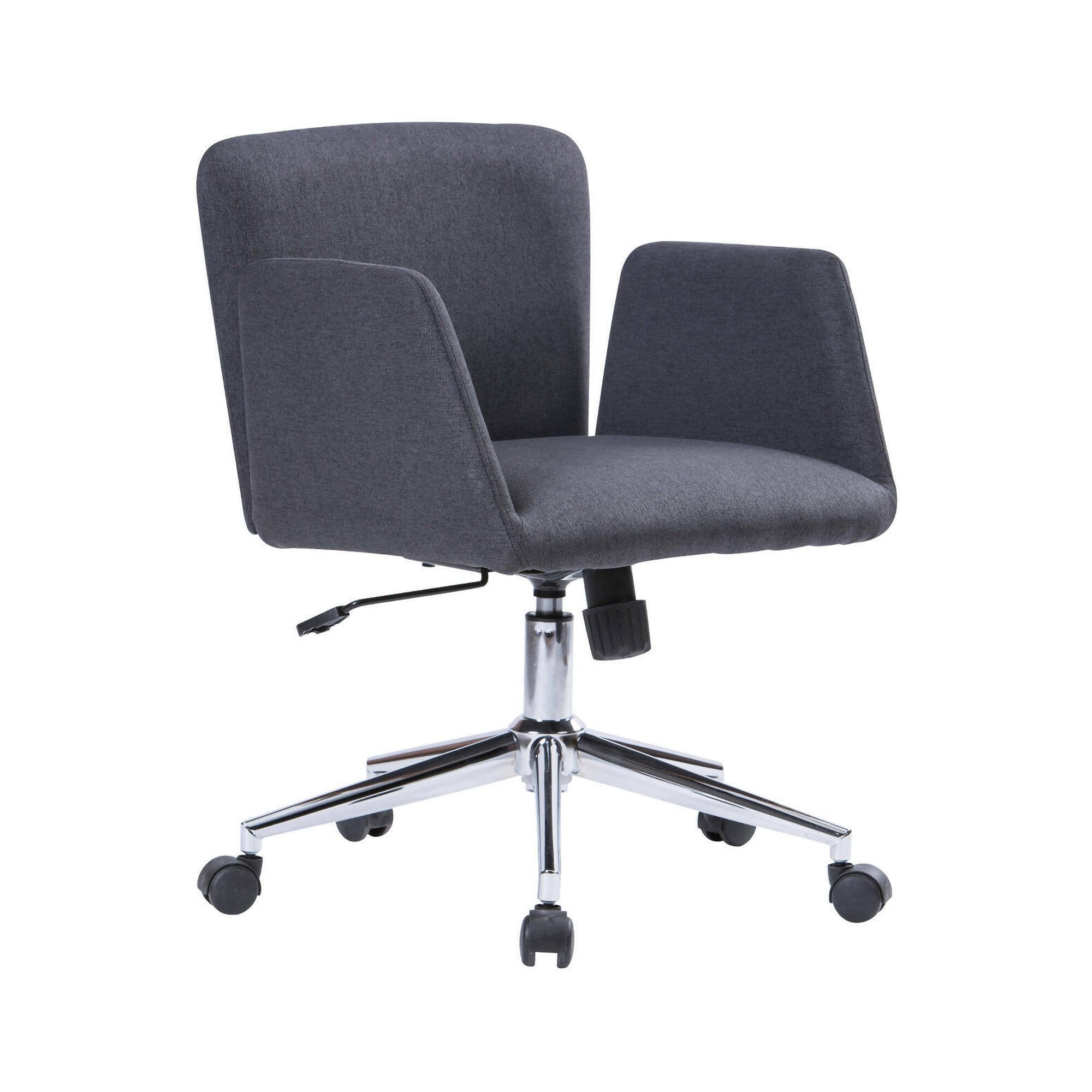 Sedia da ufficio Assoro, Poltrona con braccioli, Seduta ergonomica da ufficio, 54x55h65/84 cm, Grigio