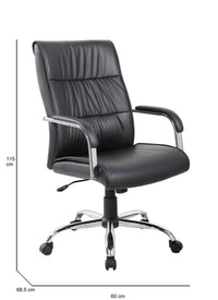 Sedia da ufficio Bangkok, Poltrona direzionale con braccioli, Sedia ergonomica da ufficio, 69x60h105/115 cm, Nero