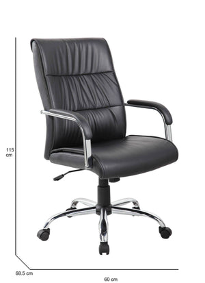 Sedia da ufficio Bangkok, Poltrona direzionale con braccioli, Sedia ergonomica da ufficio, 69x60h105/115 cm, Nero