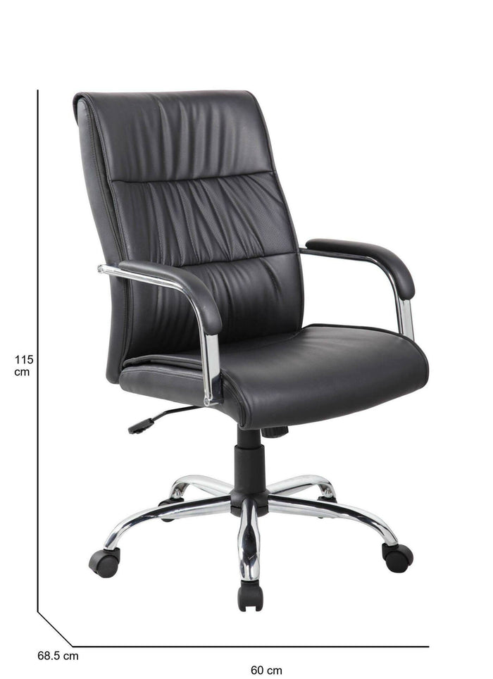 Sedia da ufficio Bangkok, Poltrona direzionale con braccioli, Sedia ergonomica da ufficio, 69x60h105/115 cm, Nero