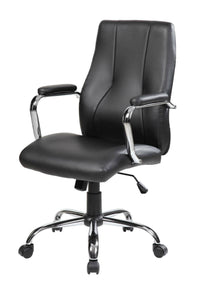 Sedia da ufficio Yuki, Poltrona direzionale con braccioli, Sedia ergonomica da ufficio, 64x58h101/111 cm, Nero