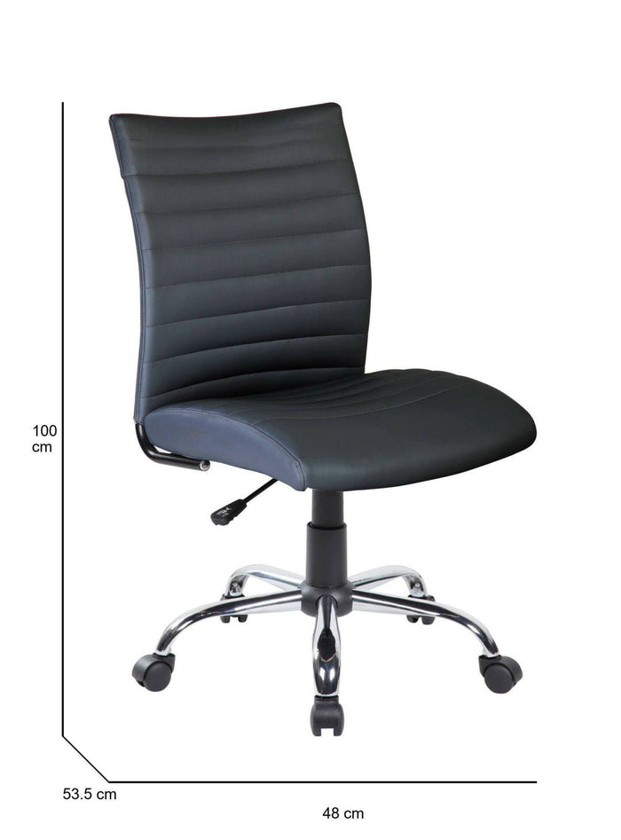 Sedia da ufficio Lia, Poltrona operativa, Seduta ergonomica da ufficio, 54x48h90/100 cm, Nero