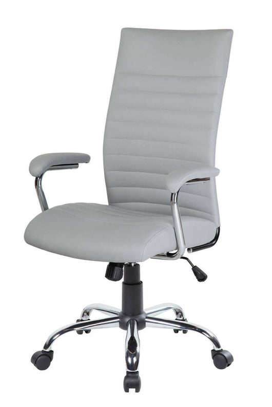 Sedia da ufficio Basciano, Poltrona presidenziale con braccioli, Sedia ergonomica da ufficio, 63x65h108/118 cm, Grigio