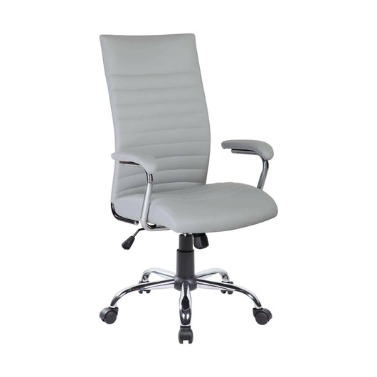 Sedia da ufficio Basciano, Poltrona presidenziale con braccioli, Sedia ergonomica da ufficio, 63x65h108/118 cm, Grigio