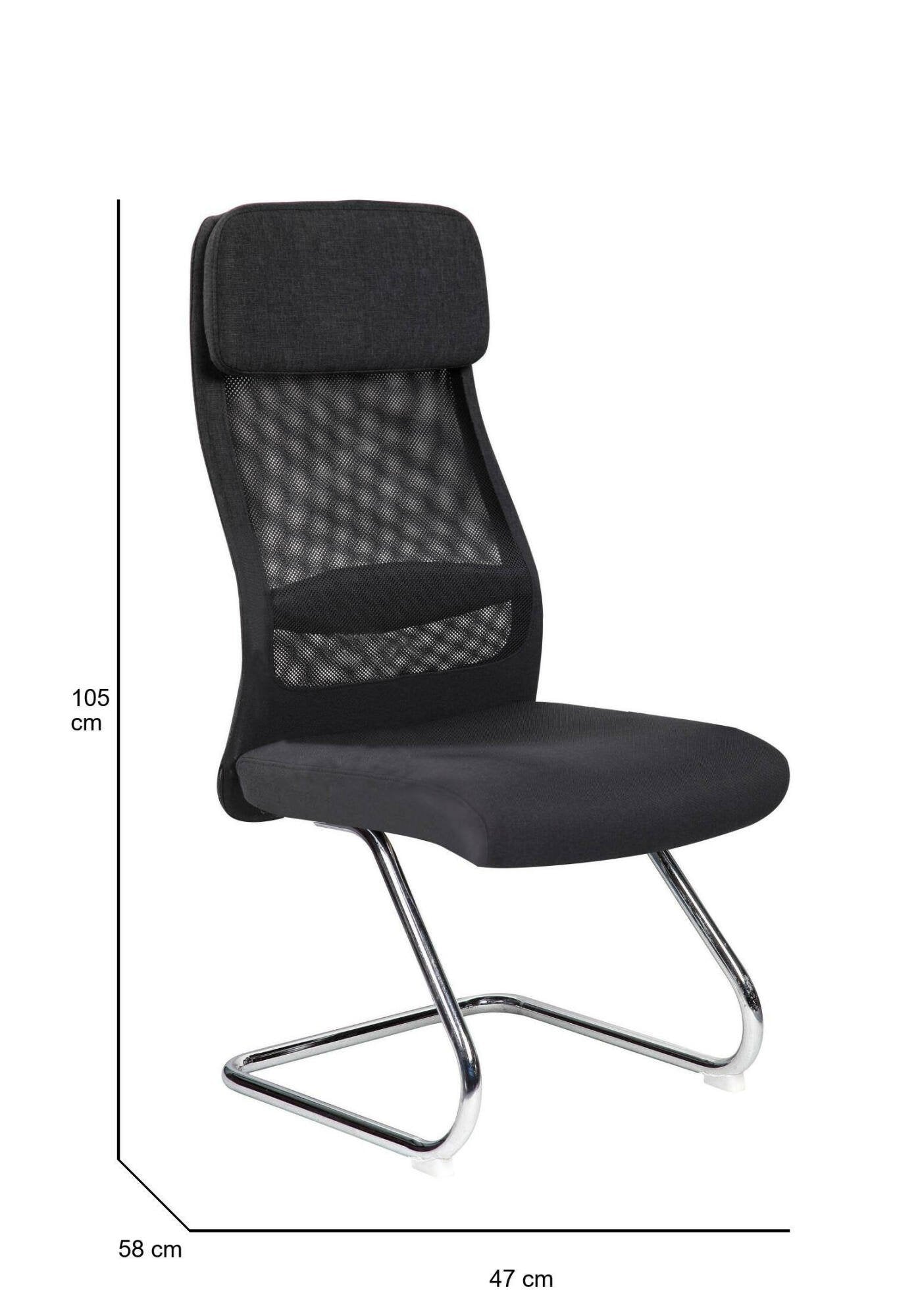 Sedia da ufficio Fulgenzia, Sedute sala da attesa per ufficio, Seduta ergonomica da attesa, 58x47h105 cm, Nero