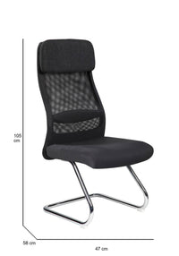Sedia da ufficio Fulgenzia, Sedute sala da attesa per ufficio, Seduta ergonomica da attesa, 58x47h105 cm, Nero