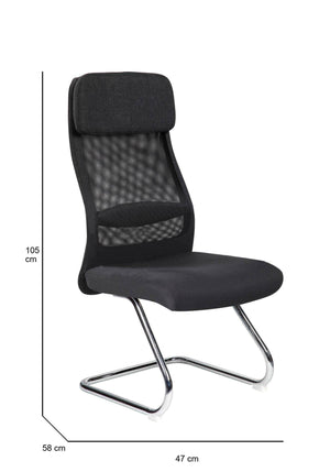 Sedia da ufficio Fulgenzia, Sedute sala da attesa per ufficio, Seduta ergonomica da attesa, 58x47h105 cm, Nero