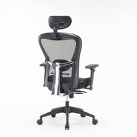 Sedia da ufficio Barbona, Poltrona direzionale a rete con braccioli, Seduta ergonomica da ufficio, 66x68h120/132 cm, Nero