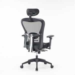 Sedia da ufficio Barbona, Poltrona direzionale a rete con braccioli, Seduta ergonomica da ufficio, 66x68h120/132 cm, Nero