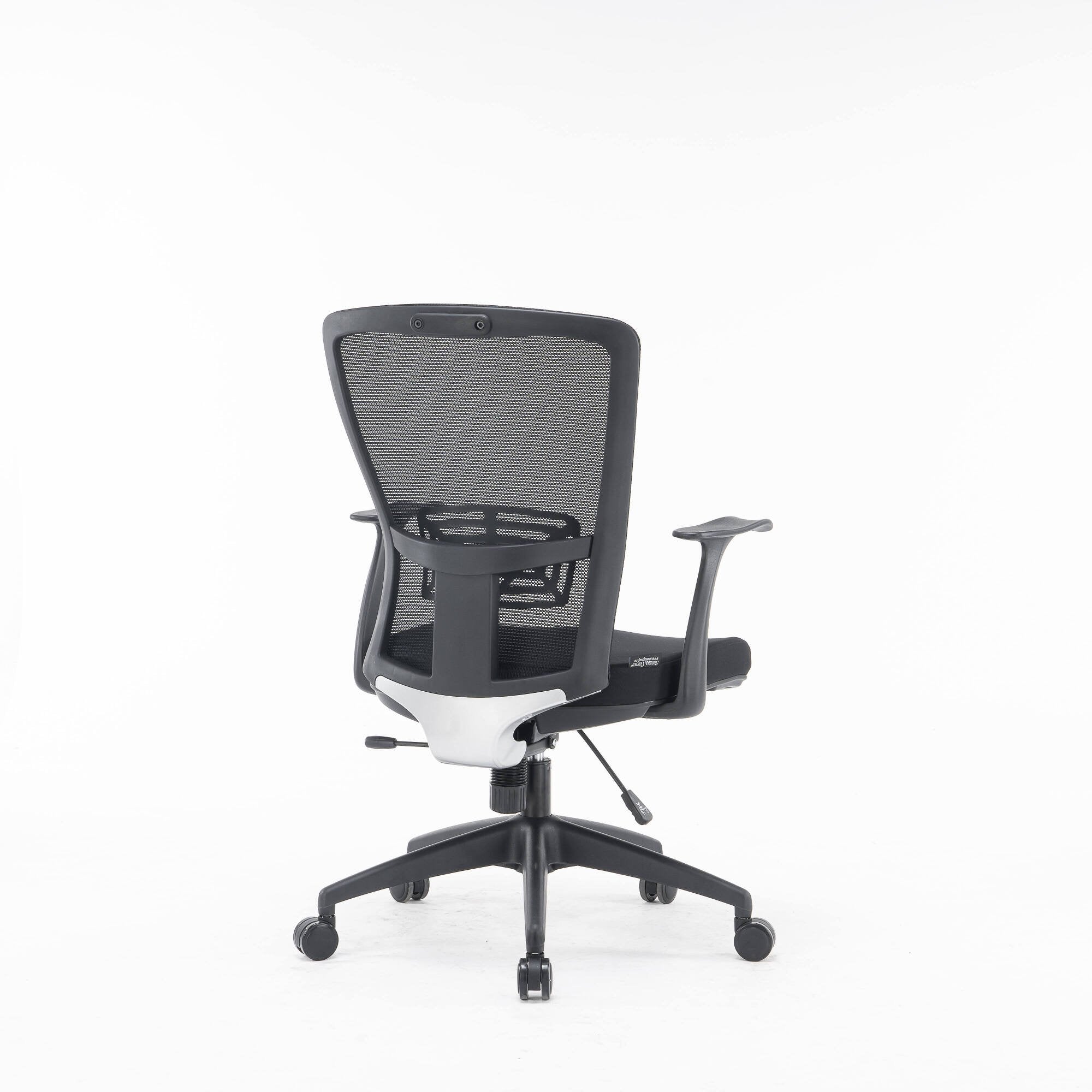 Sedia da ufficio Barzio, Poltrona operativa a rete con braccioli, Seduta ergonomica da ufficio, 60x64h98/108 cm, Nero