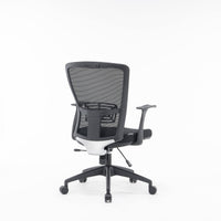 Sedia da ufficio Barzio, Poltrona operativa a rete con braccioli, Seduta ergonomica da ufficio, 60x64h98/108 cm, Nero