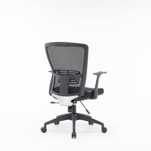 Sedia da ufficio Barzio, Poltrona operativa a rete con braccioli, Seduta ergonomica da ufficio, 60x64h98/108 cm, Nero