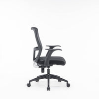 Sedia da ufficio Barzio, Poltrona operativa a rete con braccioli, Seduta ergonomica da ufficio, 60x64h98/108 cm, Nero