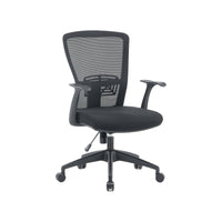 Sedia da ufficio Barzio, Poltrona operativa a rete con braccioli, Seduta ergonomica da ufficio, 60x64h98/108 cm, Nero