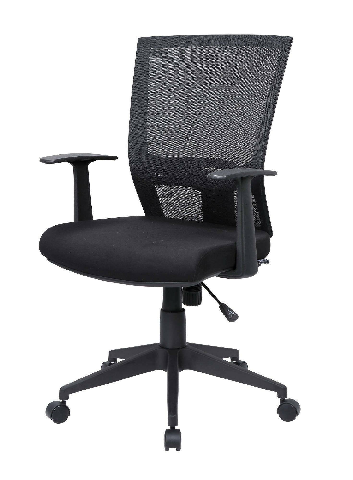 Sedia da ufficio Eulalia, Poltrona direzionale a rete con braccioli, Seduta ergonomica da ufficio, 59x64h96/106 cm, Nero