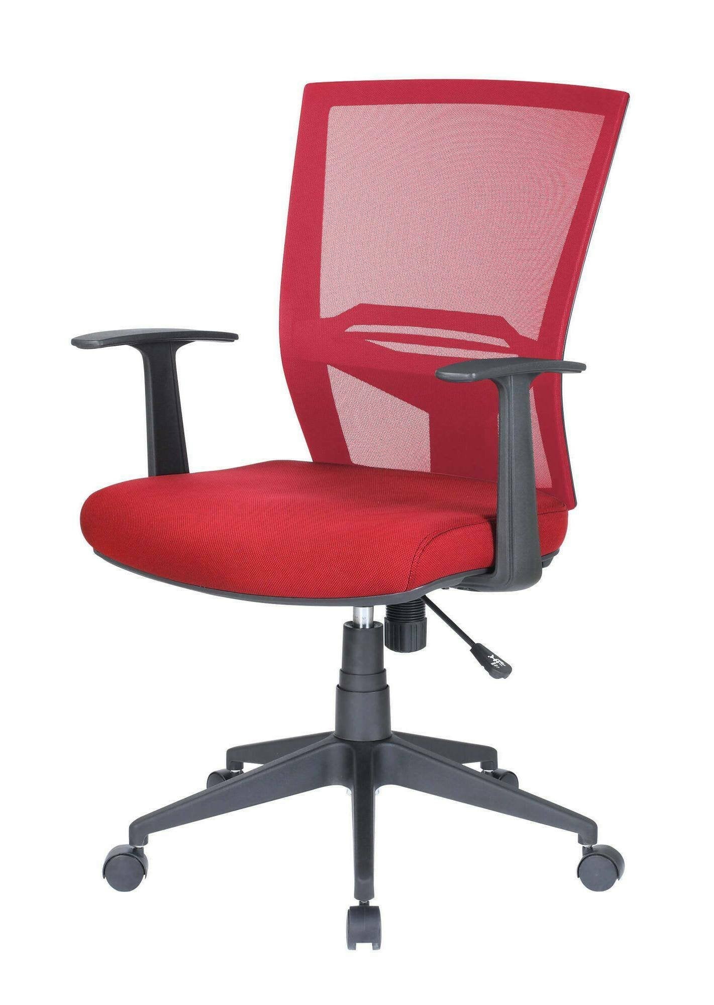Sedia da ufficio Eulalia, Poltrona direzionale a rete con braccioli, Seduta ergonomica da ufficio, 59x64h96/106 cm, Rosso