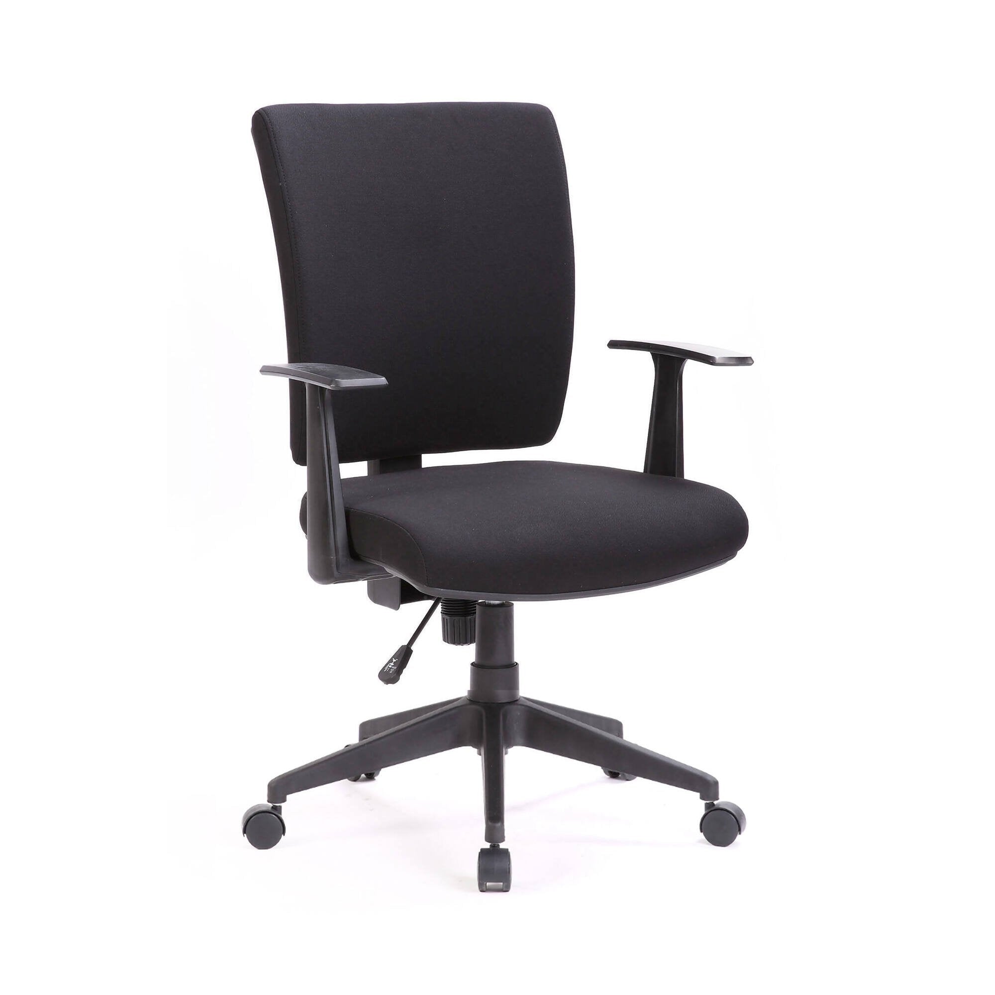 Sedia da ufficio Eulalia, Poltrona direzionale con braccioli, Seduta ergonomica da ufficio, 61x65h98/108 cm, Nero