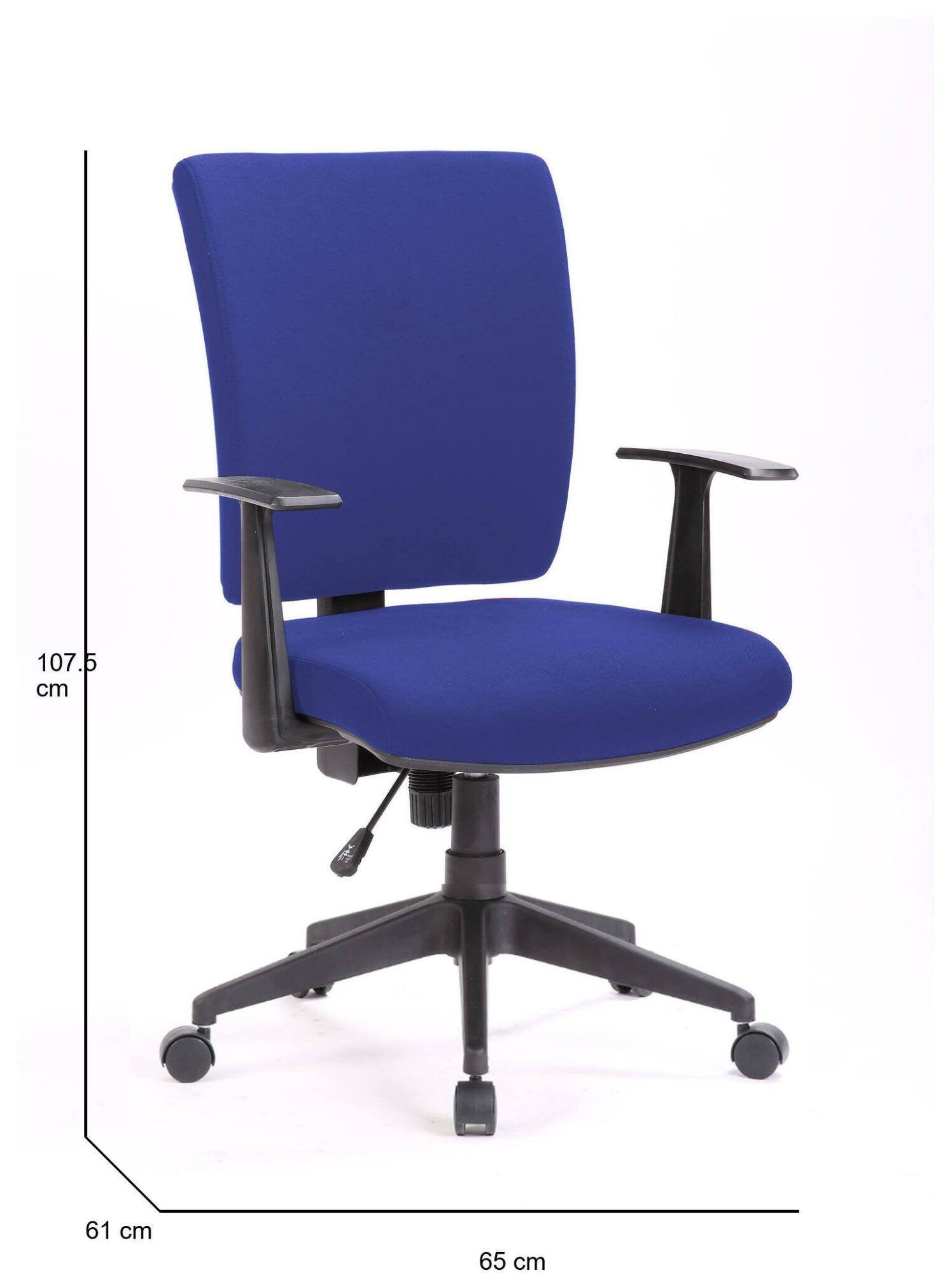 Sedia da ufficio Eulalia, Poltrona direzionale con braccioli, Seduta ergonomica da ufficio, 61x65h98/108 cm, Blu