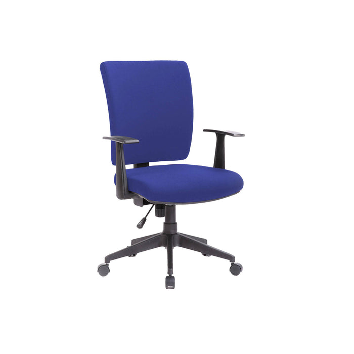 Sedia da ufficio Eulalia, Poltrona direzionale con braccioli, Seduta ergonomica da ufficio, 61x65h98/108 cm, Blu