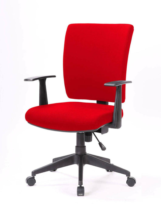 Sedia da ufficio Eulalia, Poltrona direzionale con braccioli, Seduta ergonomica da ufficio, 61x65h98/108 cm, Rosso