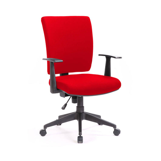 Sedia da ufficio Eulalia, Poltrona direzionale con braccioli, Seduta ergonomica da ufficio, 61x65h98/108 cm, Rosso