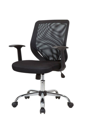 Sedia da ufficio Baradili, Poltrona direzionale a rete con braccioli, Seduta ergonomica da ufficio, 60x54h90/98 cm, Nero