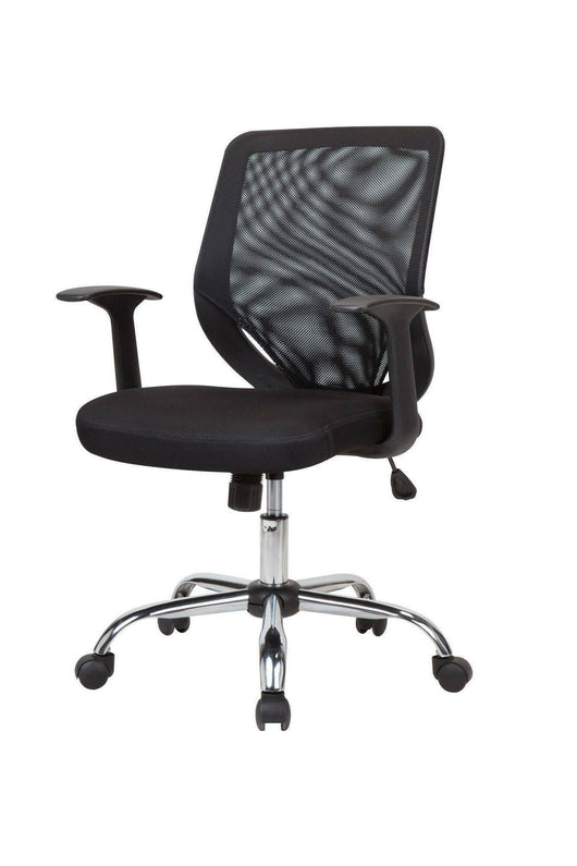 Sedia da ufficio Baradili, Poltrona direzionale a rete con braccioli, Seduta ergonomica da ufficio, 60x54h90/98 cm, Nero