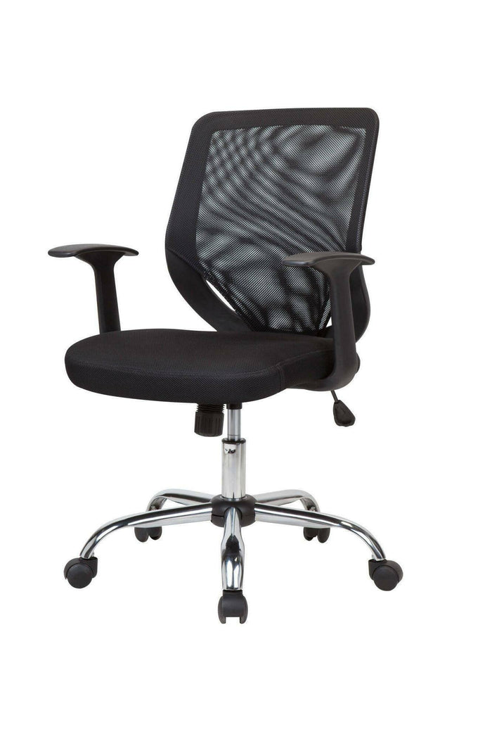 Sedia da ufficio Baradili, Poltrona direzionale a rete con braccioli, Seduta ergonomica da ufficio, 60x54h90/98 cm, Nero