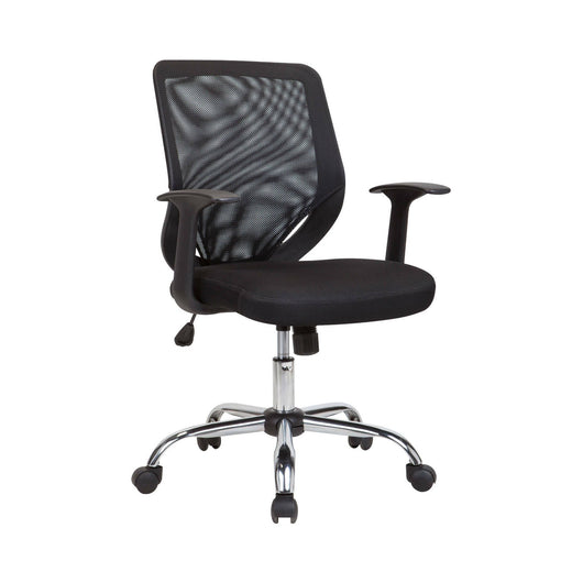 Sedia da ufficio Baradili, Poltrona direzionale a rete con braccioli, Seduta ergonomica da ufficio, 60x54h90/98 cm, Nero