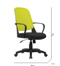 Sedia da ufficio Arcola, Poltrona operativa a rete con braccioli, Seduta ergonomica da ufficio, 61x60h99/108 cm, Nero e Giallo
