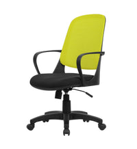 Sedia da ufficio Arcola, Poltrona operativa a rete con braccioli, Seduta ergonomica da ufficio, 61x60h99/108 cm, Nero e Giallo