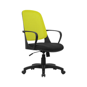 Sedia da ufficio Arcola, Poltrona operativa a rete con braccioli, Seduta ergonomica da ufficio, 61x60h99/108 cm, Nero e Giallo