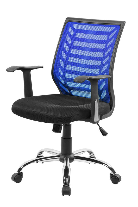 Sedia da ufficio Camaleonte, Sedia operativa a rete con braccioli, Seduta ergonomica da ufficio, 59x60h93/103 cm, Nero e Blu