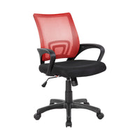 Sedia da ufficio Reticolo, Sedia operativa a rete con braccioli, Seduta ergonomica da ufficio, 59x54h90/100 cm, Nero e Rosso