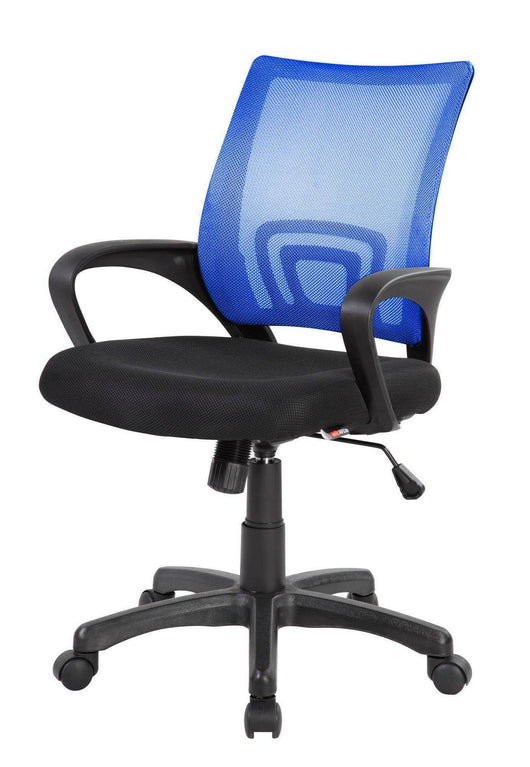 Sedia da ufficio Reticolo, Sedia operativa a rete con braccioli, Seduta ergonomica da ufficio, 59x54h90/100 cm, Nero e Blu