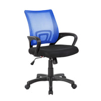 Sedia da ufficio Reticolo, Sedia operativa a rete con braccioli, Seduta ergonomica da ufficio, 59x54h90/100 cm, Nero e Blu