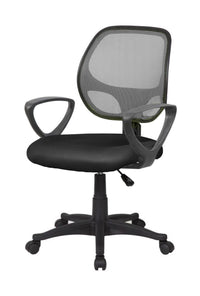 Sedia da ufficio Filiberta, Poltrona operativa a rete con braccioli, Seduta ergonomica da ufficio, 56x57h88/100 cm, Nero e Grigio