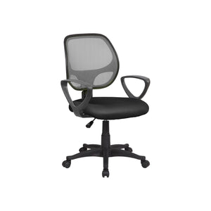 Sedia da ufficio Filiberta, Poltrona operativa a rete con braccioli, Seduta ergonomica da ufficio, 56x57h88/100 cm, Nero e Grigio