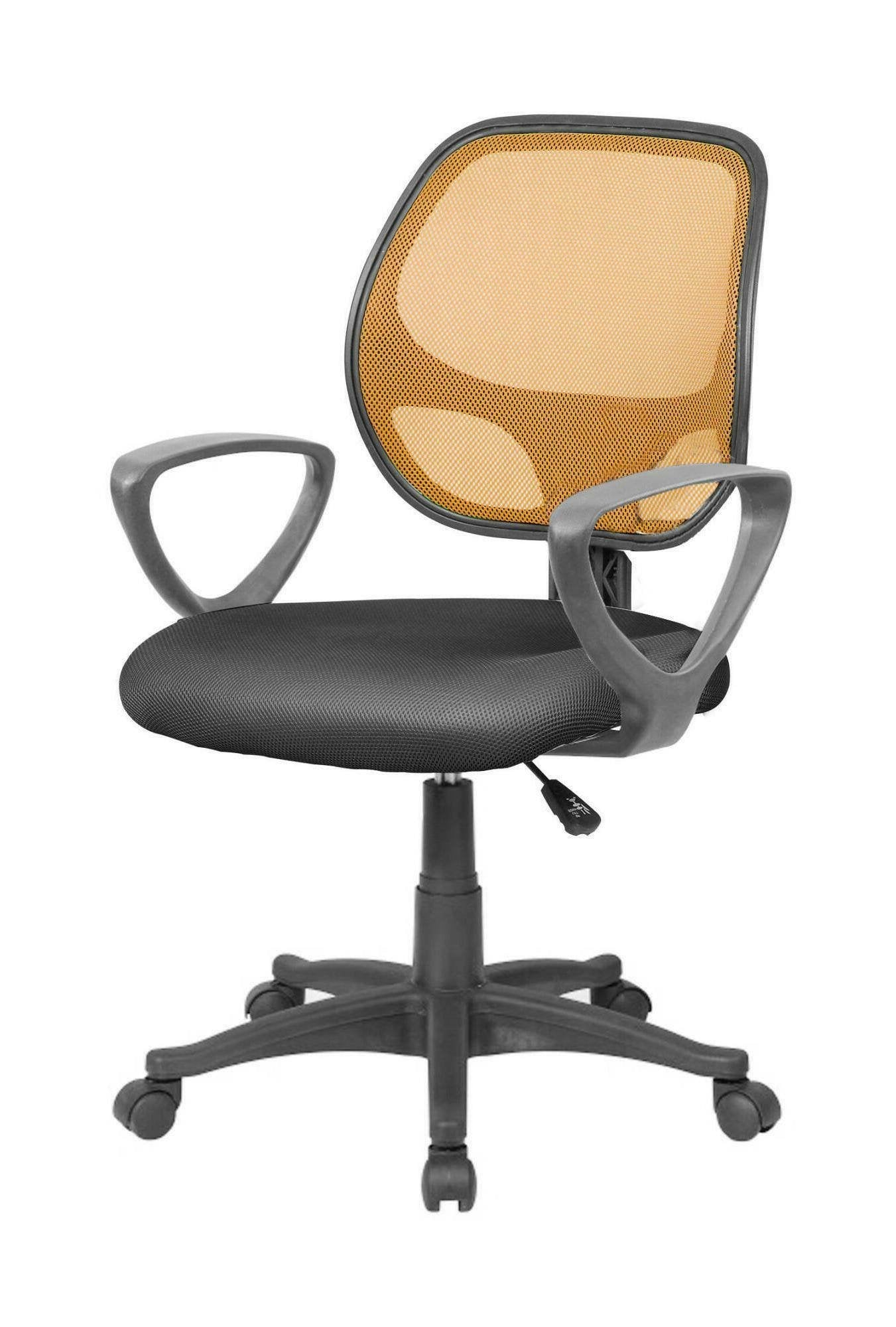 Sedia da ufficio Filiberta, Poltrona operativa a rete con braccioli, Seduta ergonomica da ufficio, 56x57h88/100 cm, Nero e Arancione