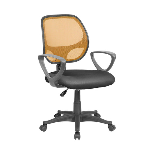 Sedia da ufficio Filiberta, Poltrona operativa a rete con braccioli, Seduta ergonomica da ufficio, 56x57h88/100 cm, Nero e Arancione