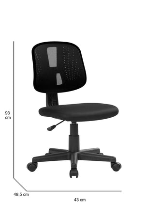 Sedia da ufficio Cefeo, Sedia operativa da ufficio, Seduta ergonomica da ufficio, 49x43h81/93 cm, Nero