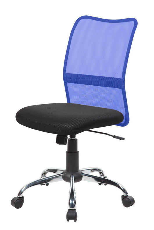 Sedia da ufficio Maysak, Sedia operativa a rete, Seduta ergonomica da ufficio, 57x46h90/100 cm, Nero e Blu