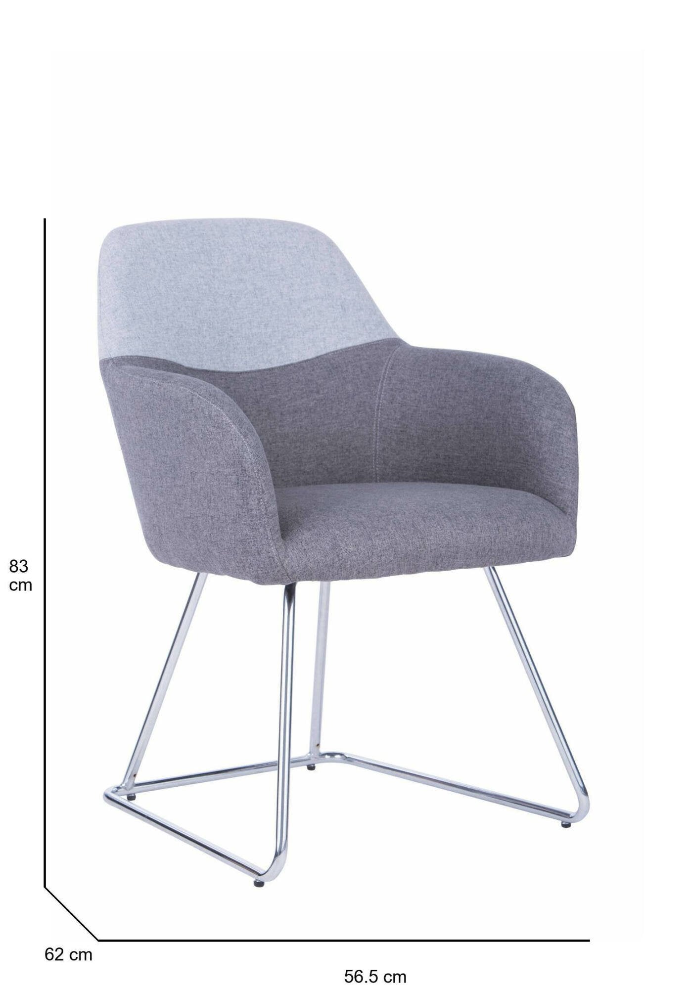 Sedia da ufficio Azzone, Seduta da attesa con braccioli per ufficio, Seduta ergonomica da attesa, 62x57h83 cm, Grigio